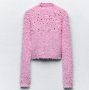 Zara Faux Fur Jewel Sweater